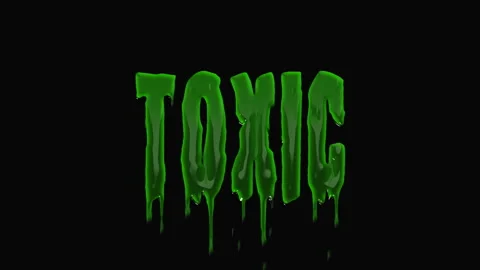 Toxic text caution covered hazardous green chemicals Video stock 255510694