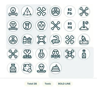 Toxic Ultimate Vector Package with 28 High Resolution Bold Line Detail Enha.. Stock Illustration