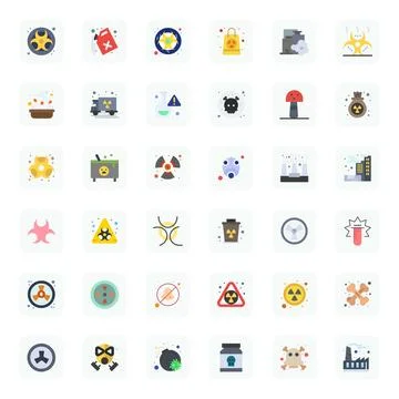 Toxic Vector Graphics featuring 36 Flat Editable Retina Ready Designs Stock Illustration