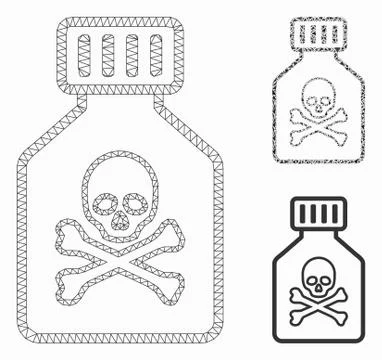 Toxic Vial Vector Mesh Network Model and Triangle Mosaic Icon Stock Illustration