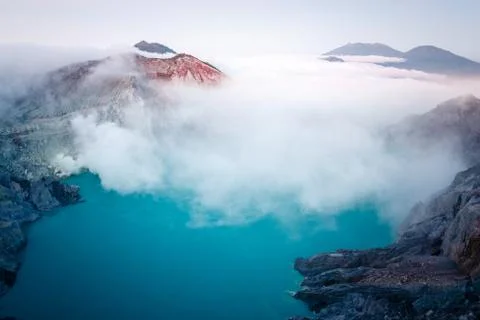Toxic volcano Ijen on Java island, Indonesia Stock Photos