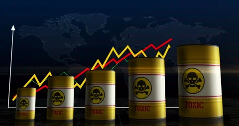 Toxic warning barrels on chart Stock Footage 315157554