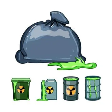 Toxic waste containers polluting environment illustration Stock Illustration