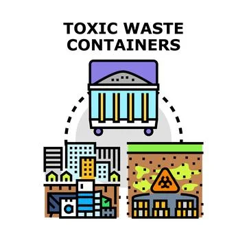 Toxic waste containers transporting hazardous materials for disposal Illustrazione stock