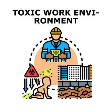 Toxic work environment harming infant health concept Stock Illustration