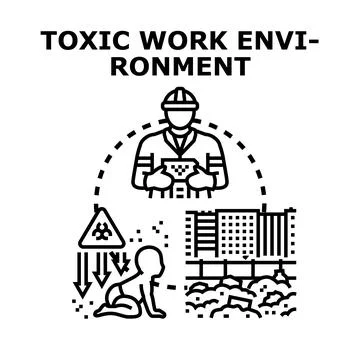 Toxic work environment harming infant health concept Stock Illustration