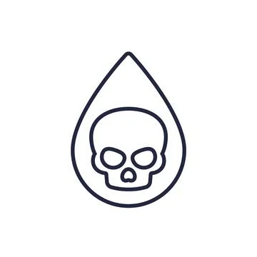 Toxin line icon with drop and skull Stock Illustration