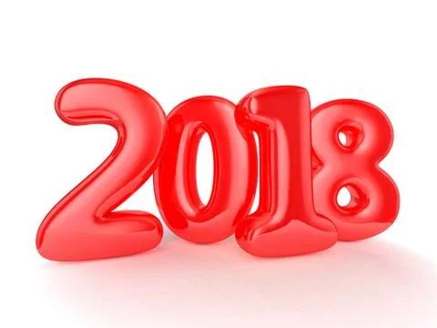 Toy balloons isolated on white background. Happy New Year 2018. 3D rendering Stock Illustration