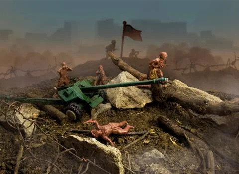 Toy battlefield attack. Foto stock