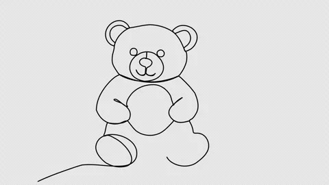 Toy bear one line drawing animation. Video clip with alpha channel. Stock-Footage 259073252