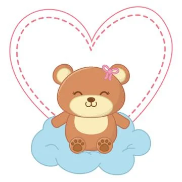Toy bear sitting on a cloud Stockillustratie