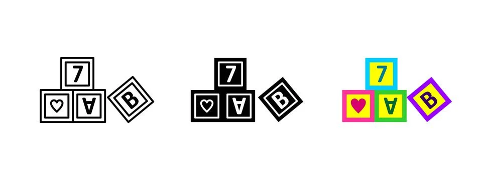 Toy blocks icon. Stacking cubes vector illustration. Children's educational.. Stockillustratie