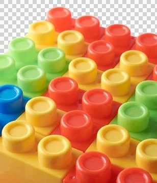 Toy blocks, interlocking plastic bricks on white Stock Photos