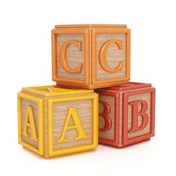 Toy blocks isolated on white. 3D illustration Иллюстрация