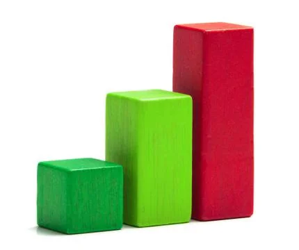 Toy Blocks Progress Bar Stair, Multicolor Baby Bricks Isolated over White Stock Photos