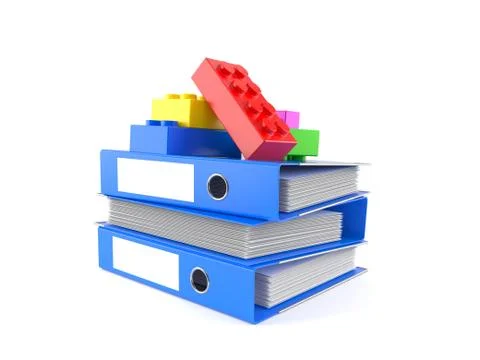Toy blocks with stack of ring binders Stock Illustration