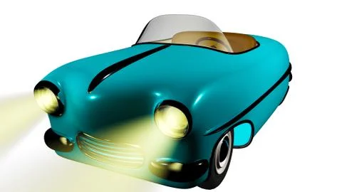Toy blue car. 3D render Illustrazione stock