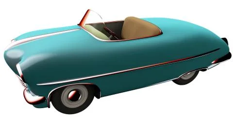 Toy blue car. 3D render Illustrazione stock