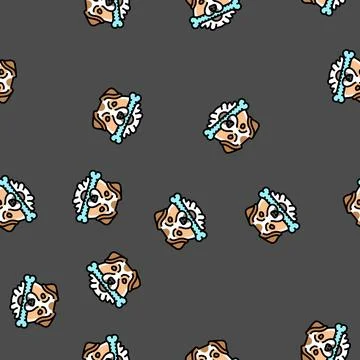 Toy bone dog vector seamless pattern Illustrazione stock