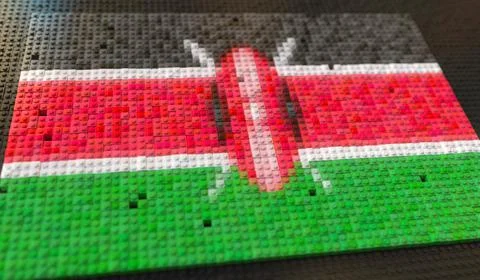 Toy bricks form flag of Kenya, conceptual 3d rendering Ilustración de archivo