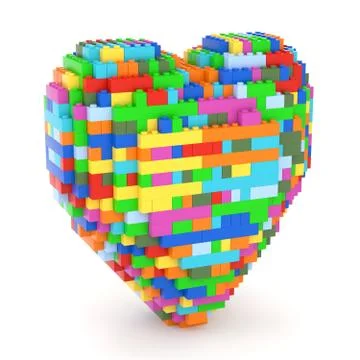 Toy bricks heart shape in multiple colors Photos