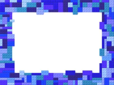 Toy bricks picture frame - blue Stock Illustration