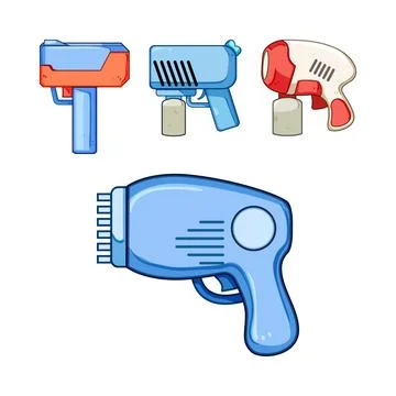 Toy bubble blower blaster guns collection for children Stock Illustration