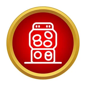 Toy capsule vending machine icon on red circle Stock Illustration