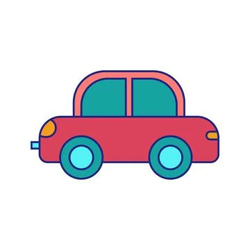 Toy Car Icon Flat Design Vector Stock Illustration