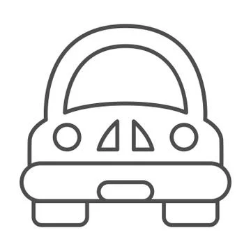 Toy car thin line icon, Kids toys concept, Funny car sign on white background Stock Illustration