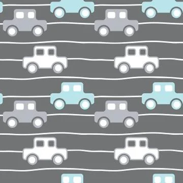 Toy cars . Seamless vector pattern for the design of children's clothing Stock Illustration