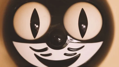 Toy Cat clock with Moving Eyes Stock Footage 104409726