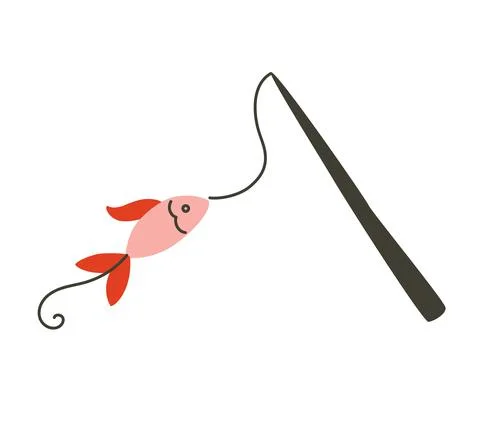A toy for a cat, a fish on a string. Vector illustration. Object isolated on Stock Illustration