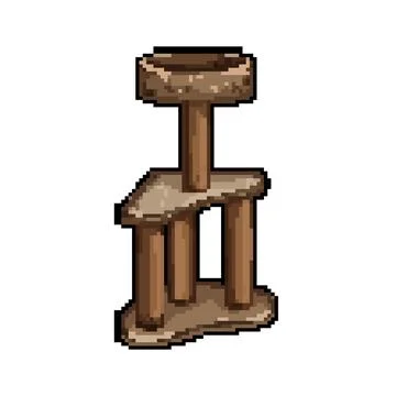 Toy cat tree pixel art vector illustration Stock Illustration