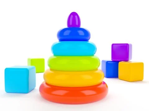 Toy children's pyramid for the development of intelligence and motility Foto stock