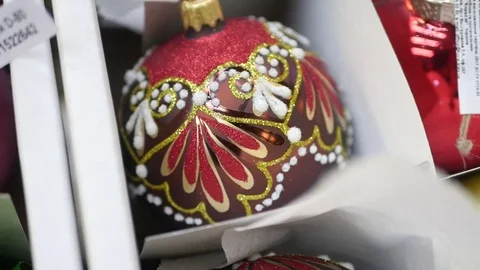 A toy on a Christmas tree in a box Stock Footage 83583601