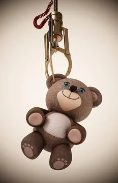 Toy claw machine holding a teddy bear. 3D illustration Toy claw machine ho... Stock Photos