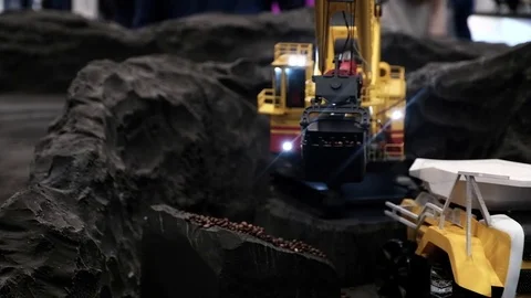 Toy construction equipment on the remote control Stock Footage 81457631