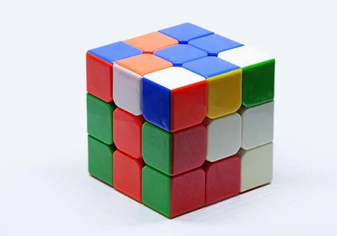 A toy cube puzzle on a white background Stock Photos