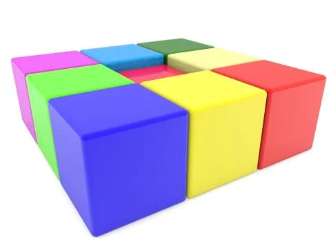 Toy cubes stacked in square 스톡 일러스트