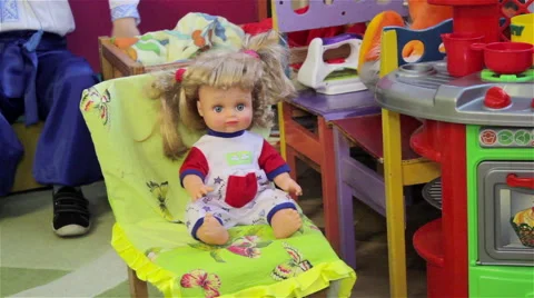Toy doll in the kindergarten 스톡 동영상 47351112