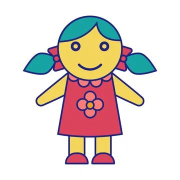 Toy Dolly Icon Flat Design Vector Stock Illustration