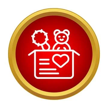 Toy donation box with teddy bear and rattle Stock Illustration
