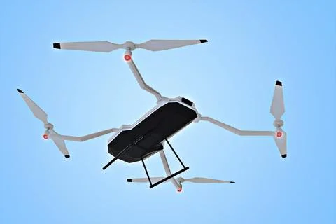 Toy drone blue sky background 3D illustration Stock-Illustration