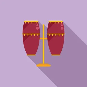 Toy drum icon flat vector. Music kit Stock Illustration