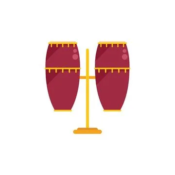 Toy drum icon flat vector. Music kit 库存插图