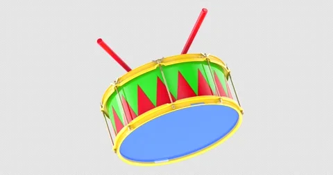 Toy drum rotation animation seamlessly loopable. 3D rendering isolated on t.. Stock Footage 328055261