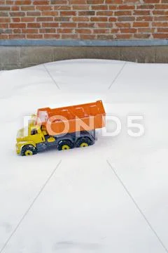 Toy Dumper Truck In The Snow