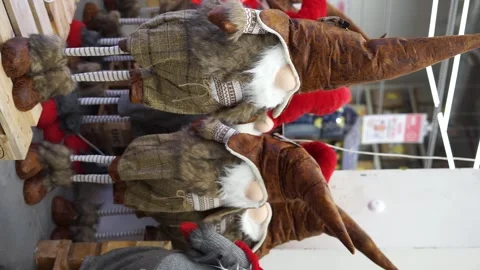 Toy gnomes vertical video for the New Year Stock Footage 258477359