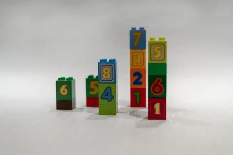 Toy graph blocks cubes with numbers Stock Photos